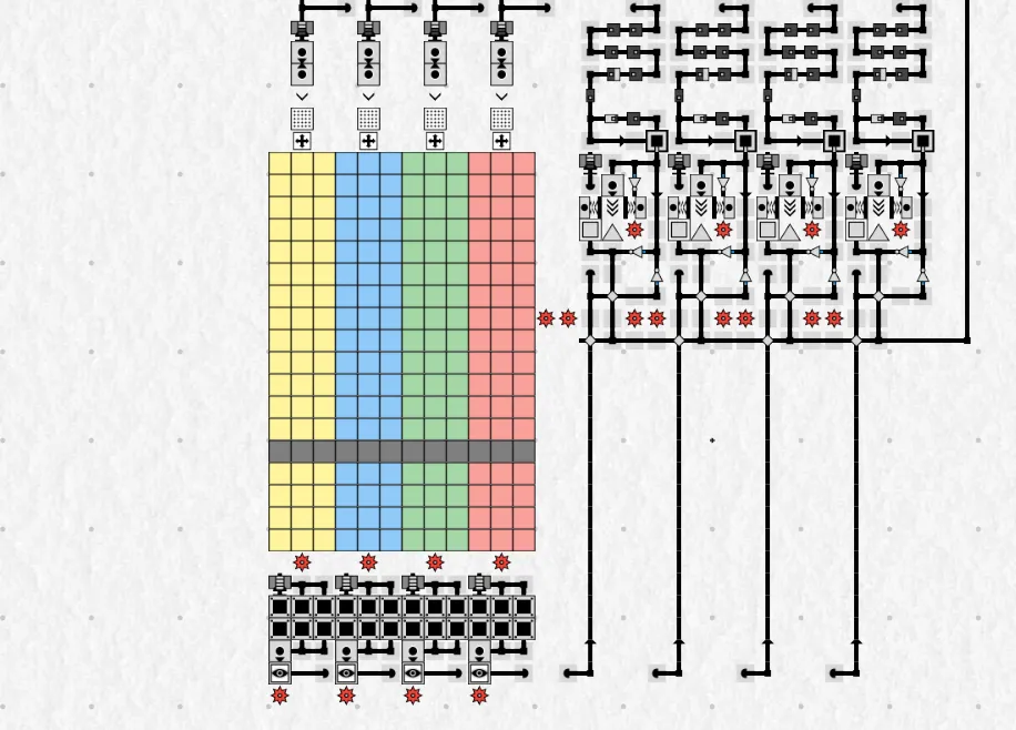 Image Placeholder: A community level showcasing a rhythm minigame machine constructed fully from logic blocks and marble tracks.