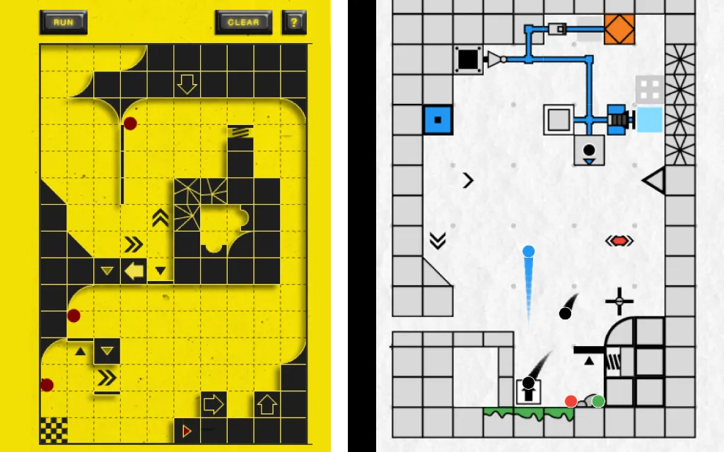 Image Placeholder: A side-by-side screenshot showing the small, retro grid of marblerun.at next to the massive, clean interface of a marblebuilds sandbox layout.